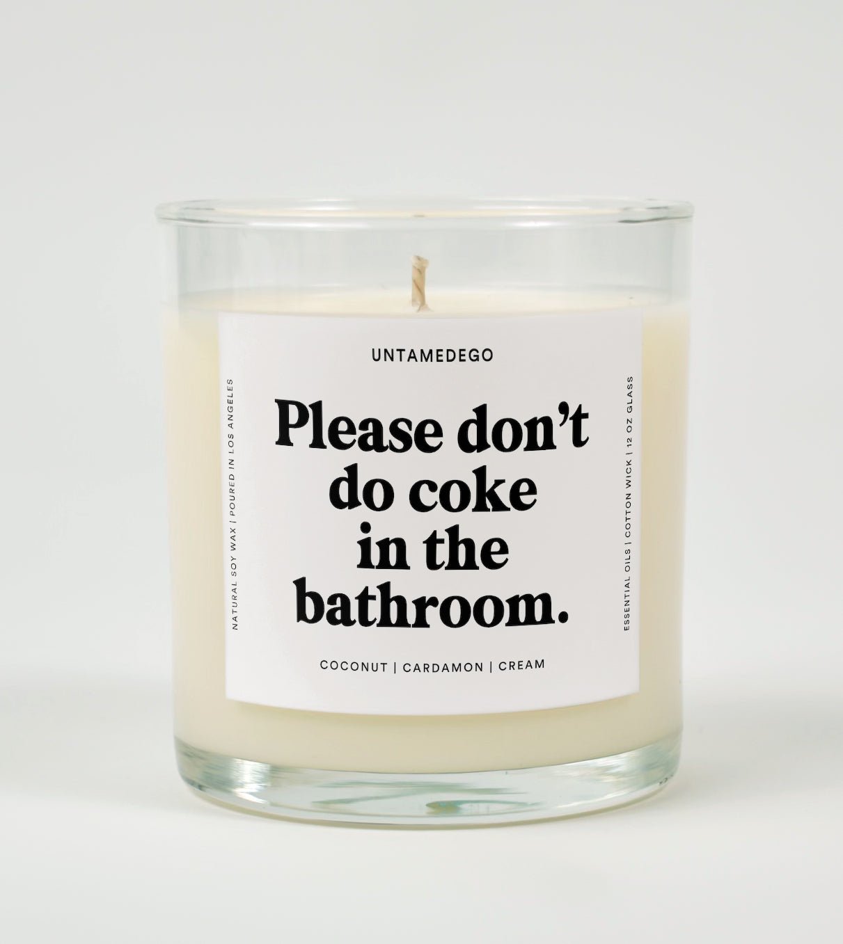 Please Don't Do Coke In The Bathroom Glass Candle UntamedEgo LLC.