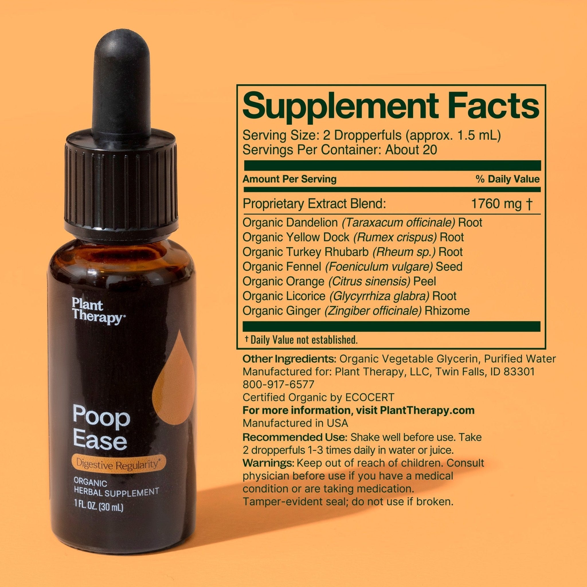 PoopEase Organic Herbal Supplement Plant Therapy