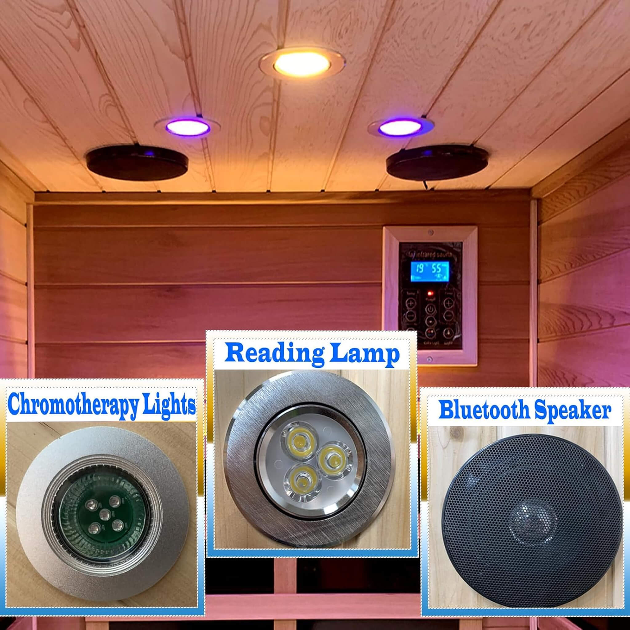 Premium 1 - Person Outdoor Red Cedar Infrared Sauna With Low EMF, Chromotherapy And Bluetooth (SAK32783) SAKSBY WHOLESALE