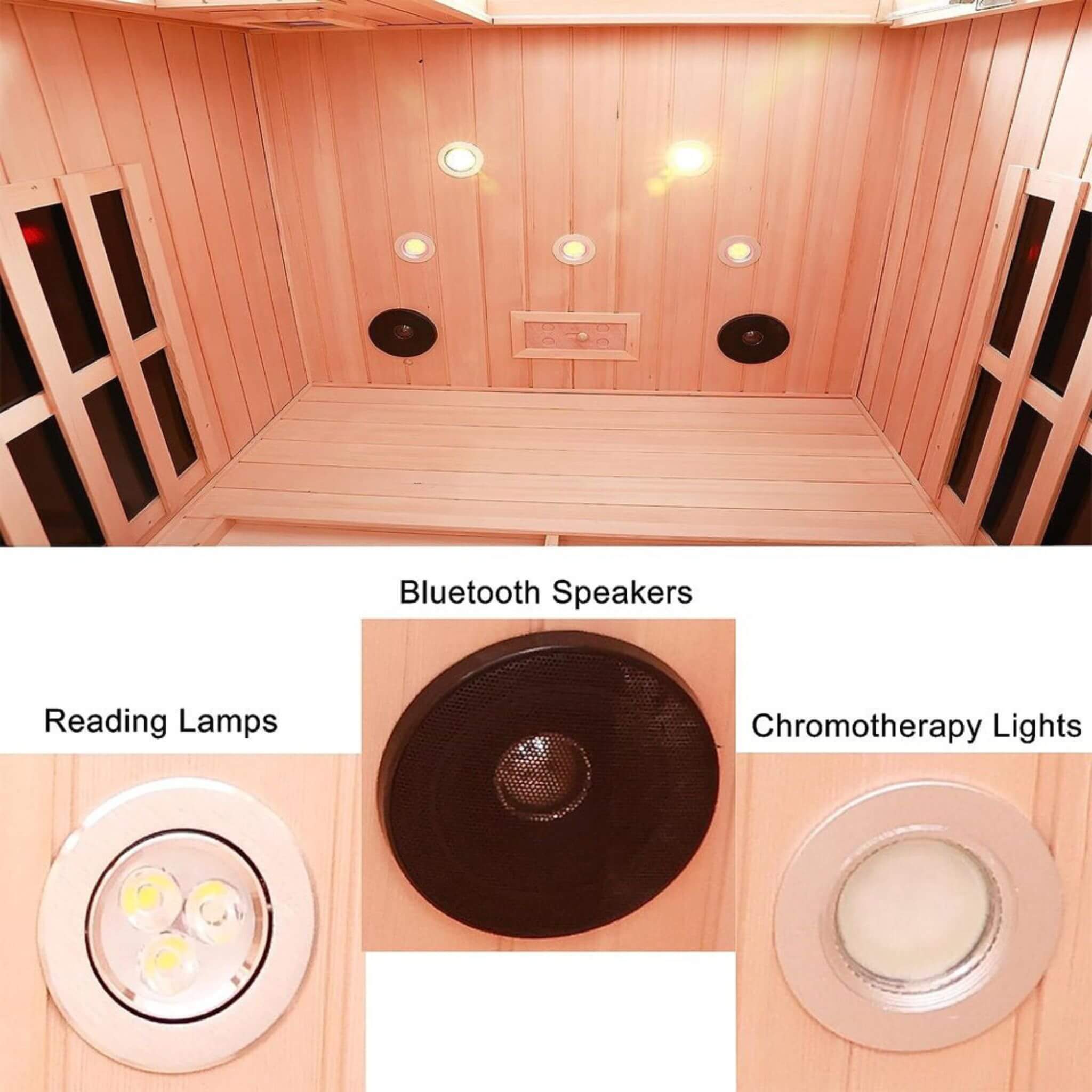 Premium 2 - Person Low EMF FAR - Infrared Heat Wood Home Personal Spa Sauna With Ceramic Heaters, 1760W (SAK25714) SAKSBY WHOLESALE