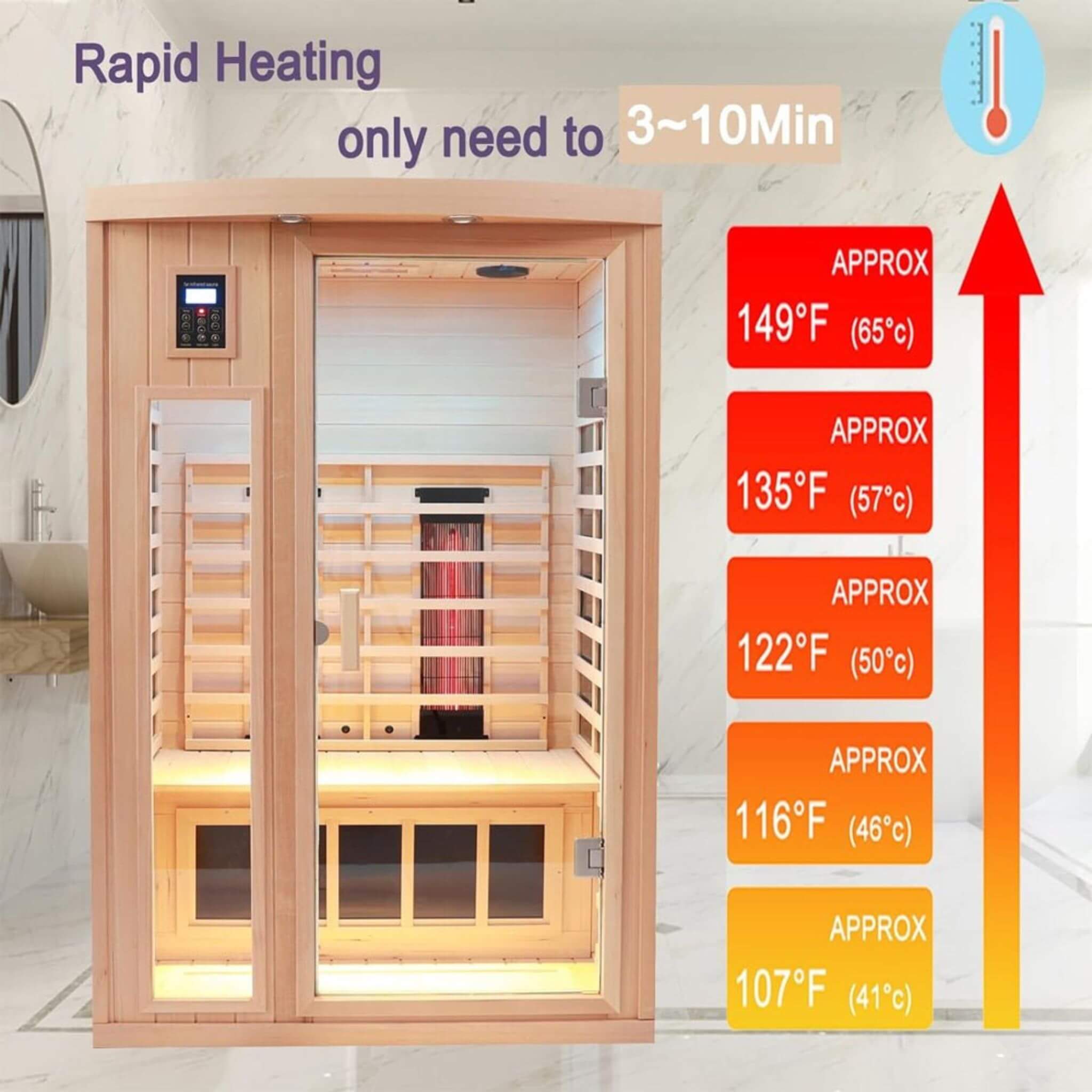 Premium 2 - Person Low EMF FAR - Infrared Heat Wood Home Personal Spa Sauna With Ceramic Heaters, 1760W (SAK25714) SAKSBY WHOLESALE
