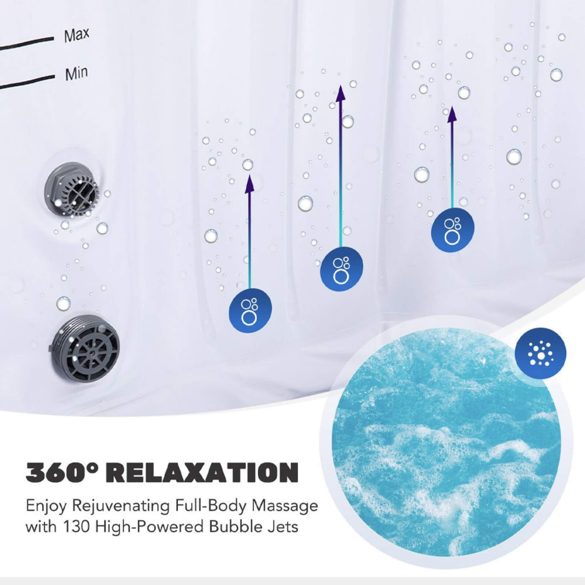 Premium Blow Up 6 Person Sauna Pool Hot Tub With 130 Jets, 7FT (SAK63510) SAKSBY WHOLESALE