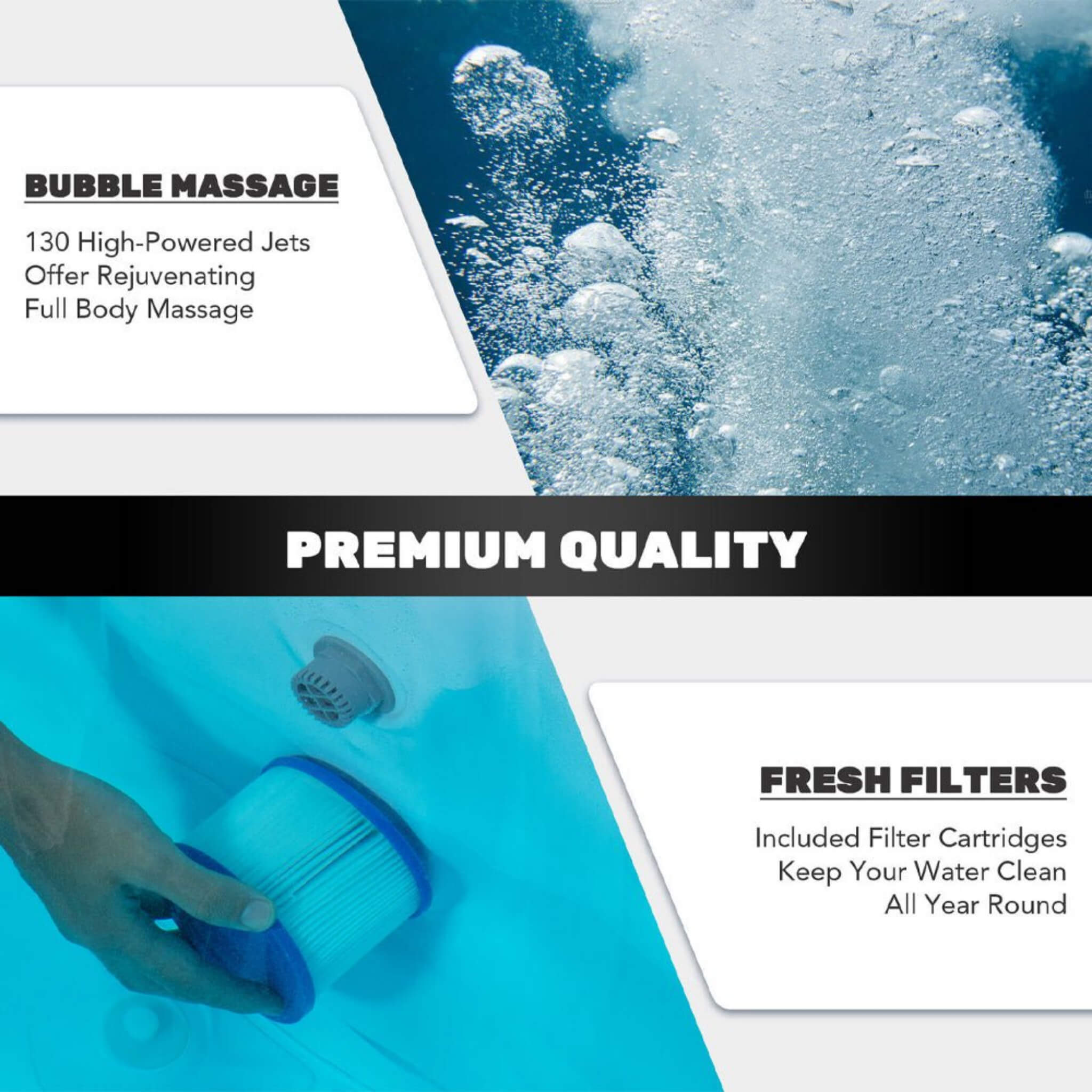 Premium Blow Up 6 Person Sauna Pool Hot Tub With 130 Jets, 7FT (SAK63510) SAKSBY WHOLESALE