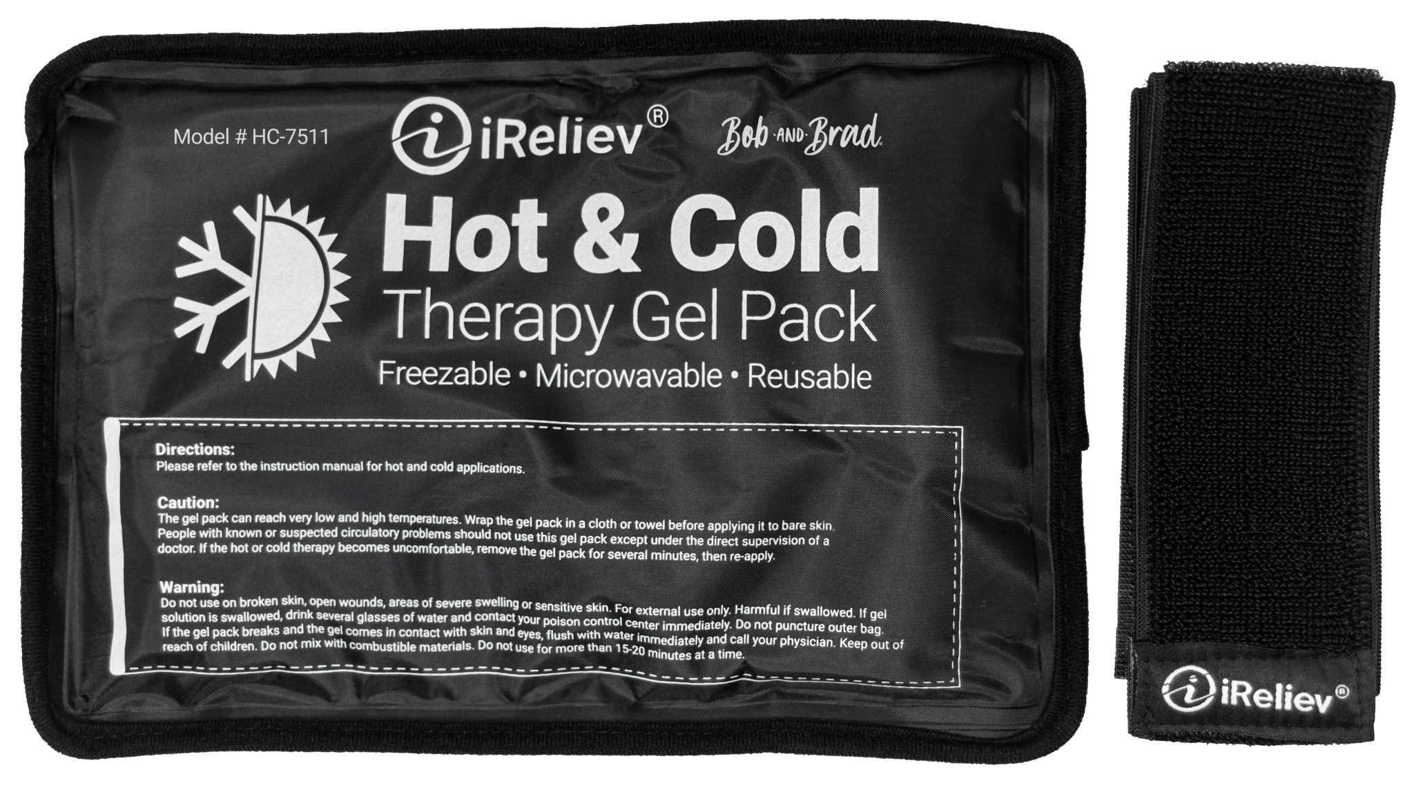 Premium Reusable Hot and Cold Therapy Gel Pack with Securement Straps iReliev