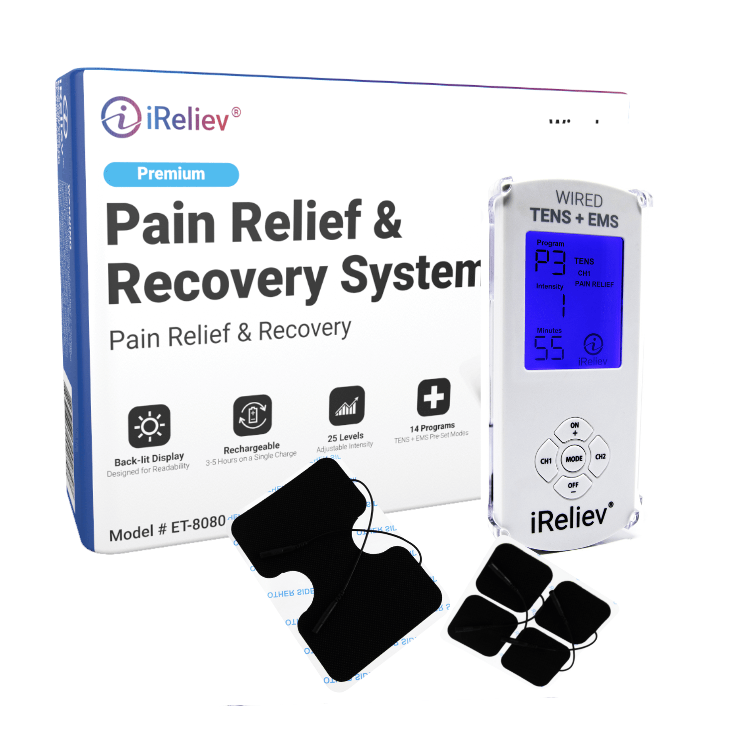 Premium TENS + EMS Pain Relief & Recovery iReliev