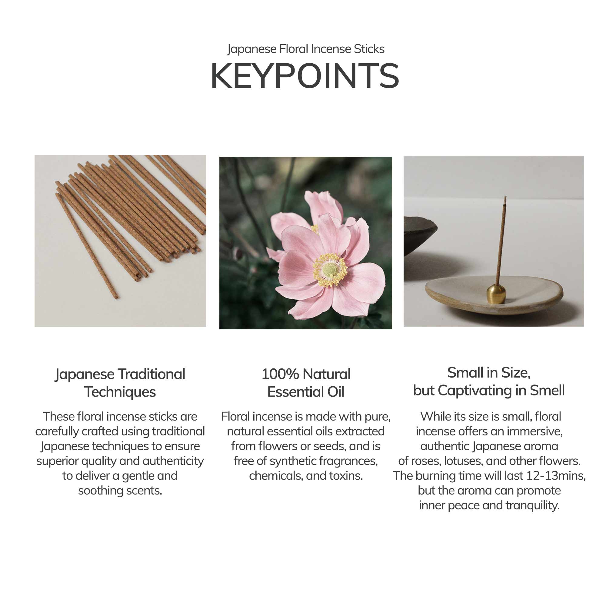 Rose Japanese Incense Stick Set – 30 Sticks CEDAR AND MYRRH