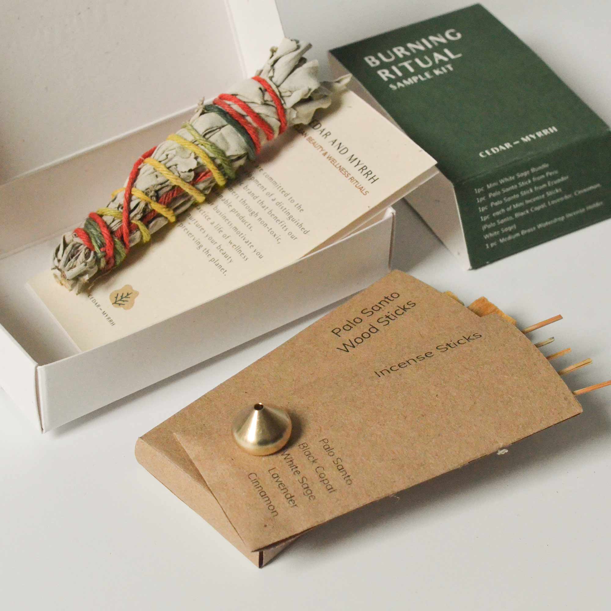 Sacred Burning Ritual Kit - Incense, Palo Santo & Sage CEDAR AND MYRRH