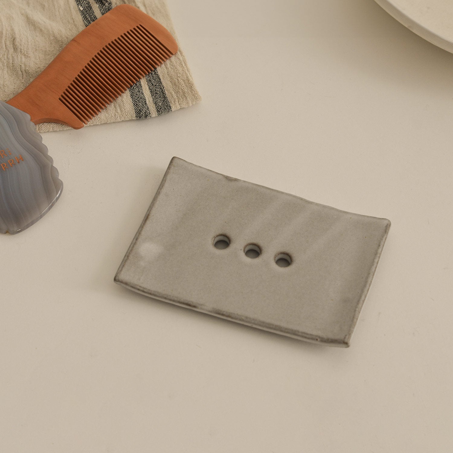 Sand Ceramic Soap Dish CEDAR AND MYRRH