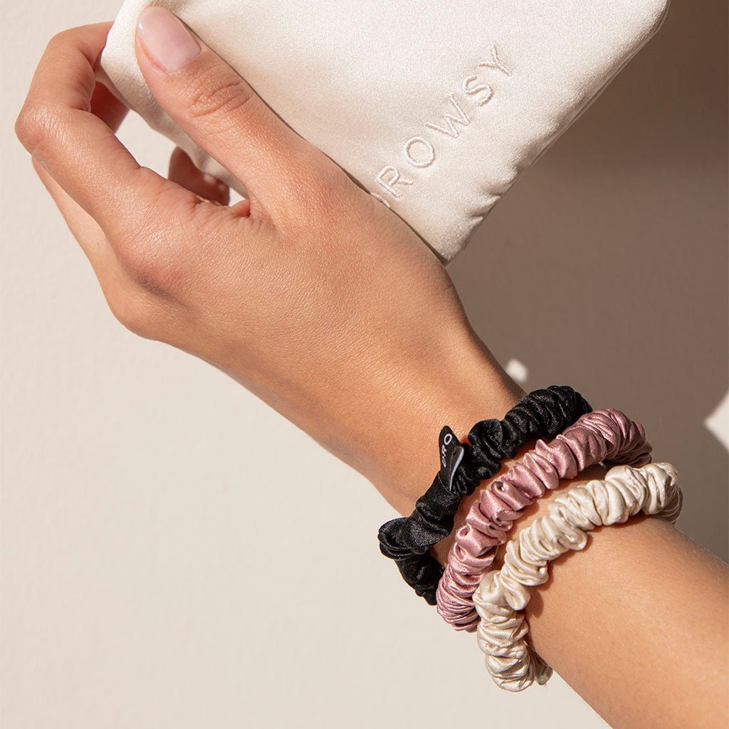 Skinny Scrunchie Set - Rose, Dusty, Black Drowsy