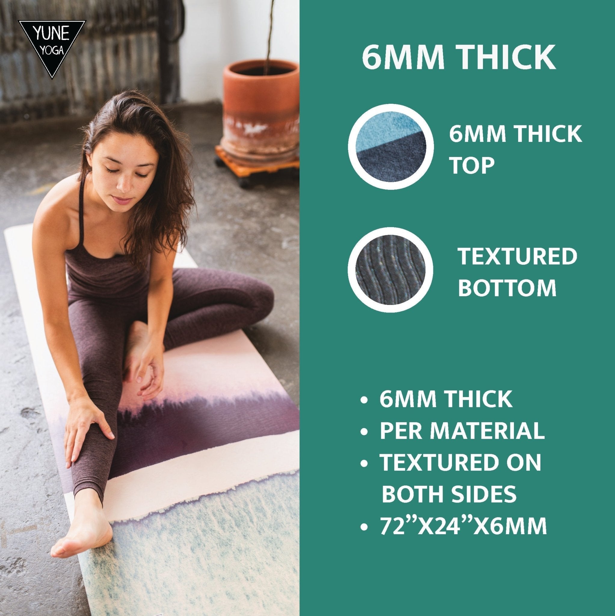 Yoga Mat | 6mm Thick | Green | Non - Slip | Eco Friendly | Yune Yoga | Red Rocks Grass Yune Yoga
