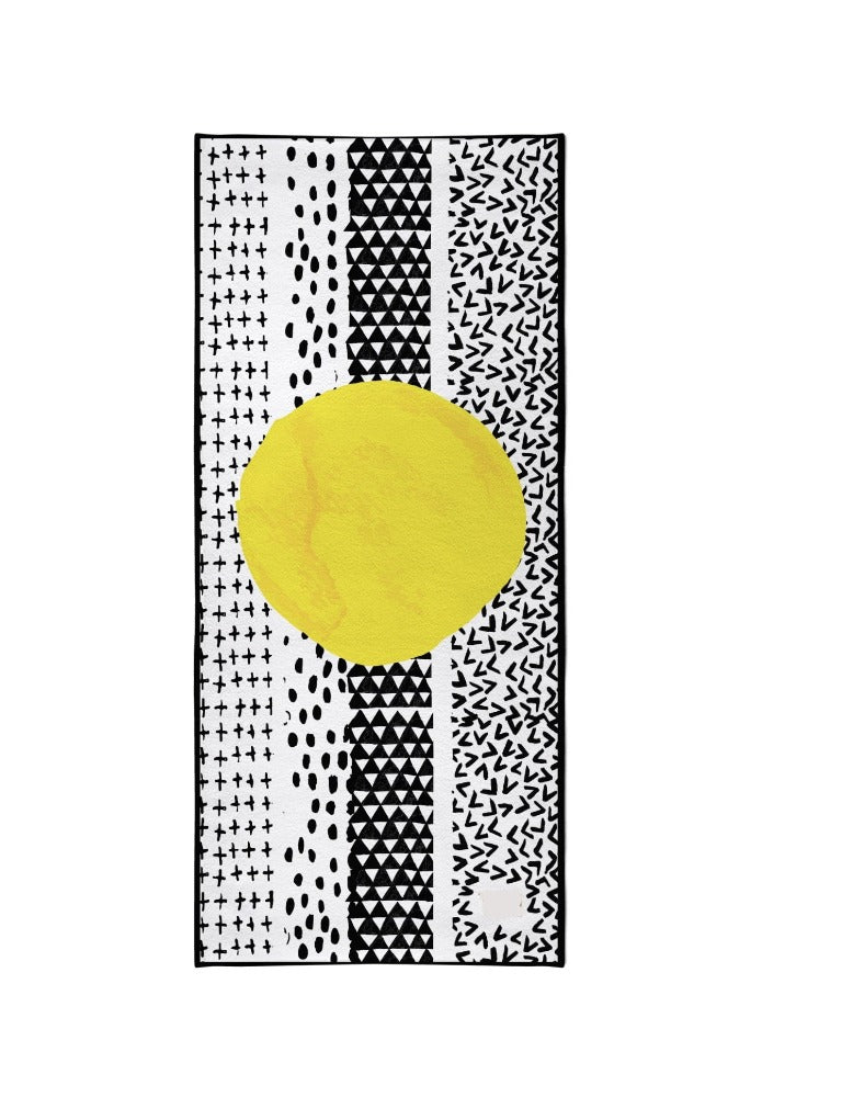 Yoga Towel | Non Slip Silicon Nubs | Absorbent Microfiber | White Black | Yune Yoga | The Jagger Yune Yoga