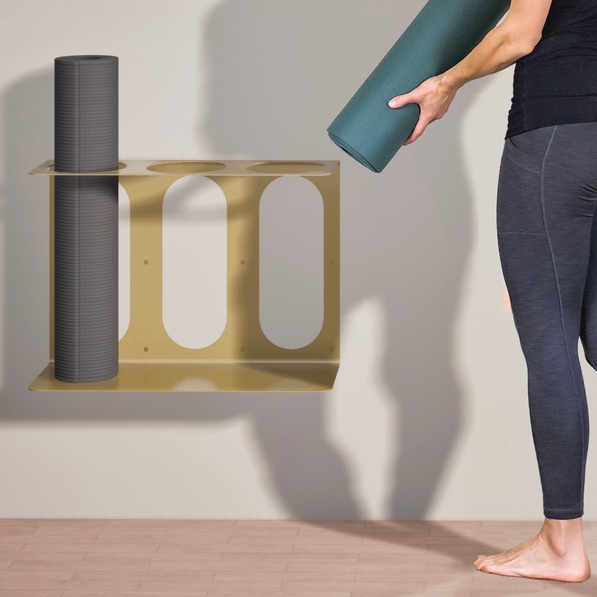 Yoke Yoga Mat Wall Bracket | Holds 3 Mats/Rollers Mache