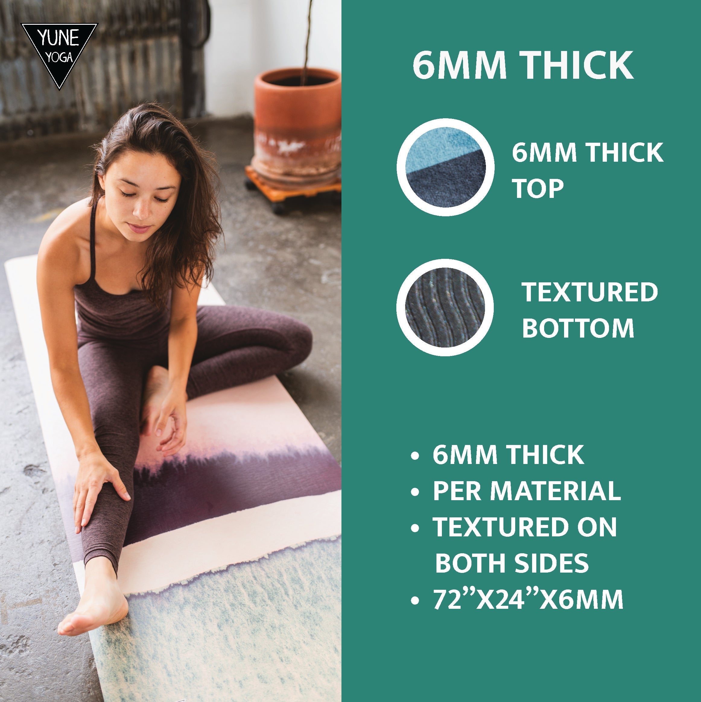 Yoga Mat | 6mm Thick | Blue | Non-Slip | Eco Friendly | Yune Yoga | Moab River